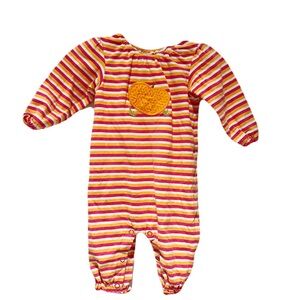 The Bailey Boys vintage pumpkin appliqué stripped romper